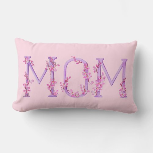 Mom text Watercolor pink purple lumber pillow