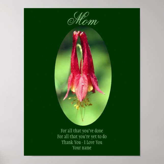 Mom Thank You Love You Columbine Personalized Poster (Front)