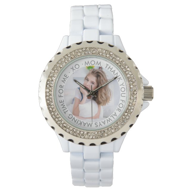 Mom Thank You Photo White Grey Watch (Front)