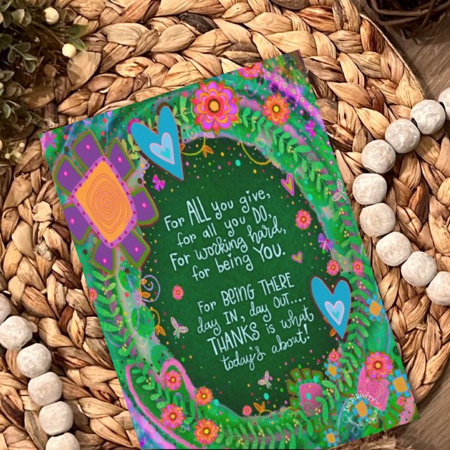 Mom Thank You Quote Pretty Floral  Card (Creator Uploaded)