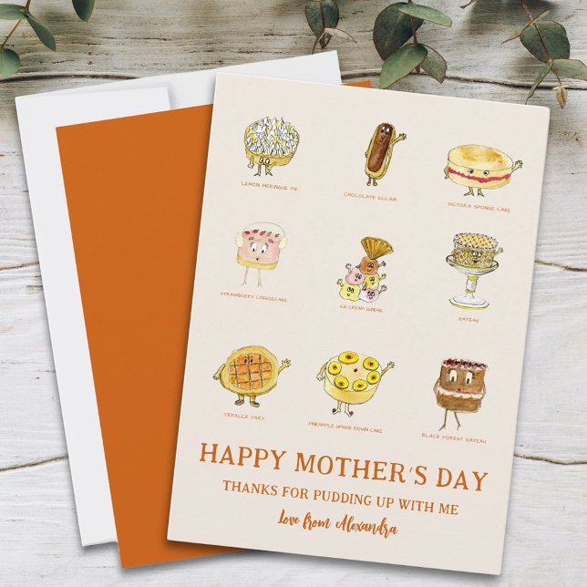 Mom Thanks For Funny Mothers Day Saying Holiday Card (Funny cute cartoon cakes Mother’s Day greetings card)