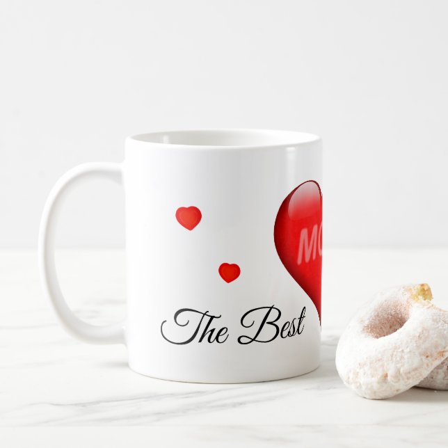 Mom - "The Best" with hearts Coffee Mug (With Donut)