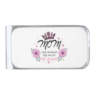 Mom The Legend Mother's Day Gift Silver Finish Money Clip
