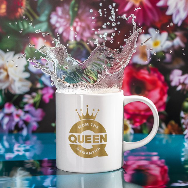 Mom The Queen Gold Creative Typography Coffee Mug (Creator Uploaded)