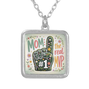 Mom The Real MVP Silver Plated Necklace