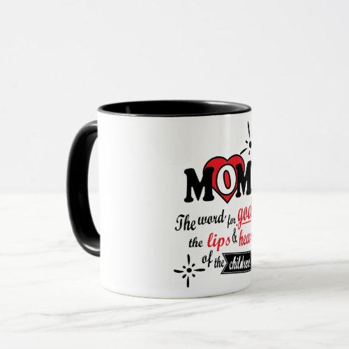 Mom The word for God in the lips and hearts Mug