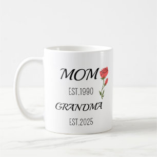 Mom Then Grandma Typography Family Design Coffee Mug