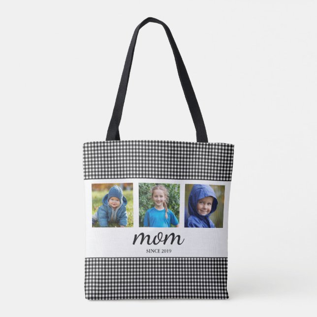 Mom Three Photo Tote Bag (Back)