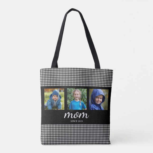 Mom Three Photo Tote Bag (Back)