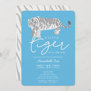 Mom Tiger & Cub Blue Baby Shower Invitation