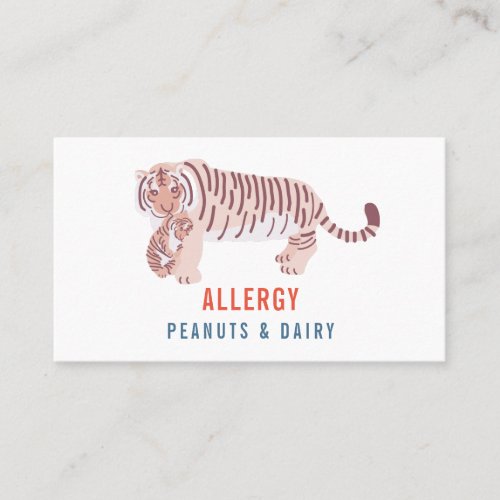 Mom Tiger  Cub Kids Allergy Medical Alert Card