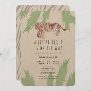 Mom Tiger & Cub Kraft Paper Baby Shower Invitation