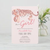 Mom Tiger & Cub Pink Girl Baby Shower Invitation (Standing Front)