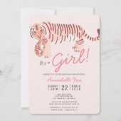 Mom Tiger & Cub Pink Girl Baby Shower Invitation (Front)