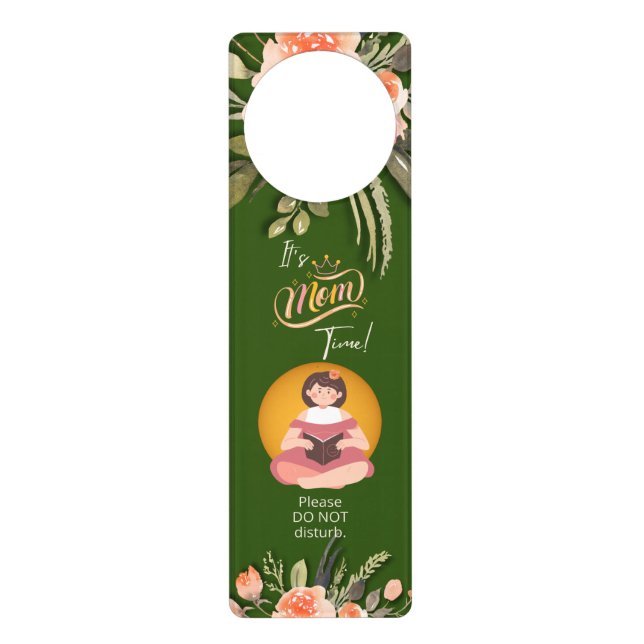 Mom Time | Green Reading Time Acrylic Door Hanger  (Front)