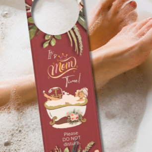 Mom Time   Red Bath Time Acrylic Door Hanger