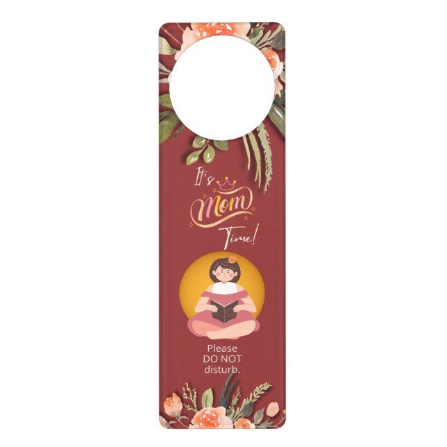 Mom Time | Red Reading Time Acrylic Door Hanger (Front)