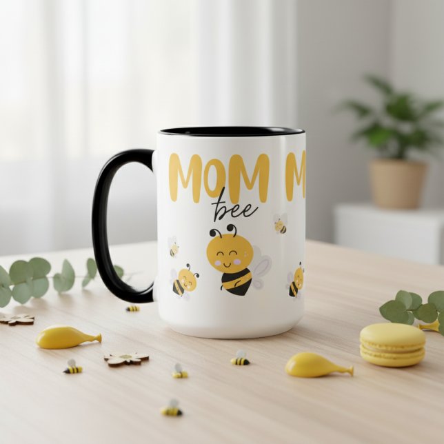 Mom To Be Baby Bee Two-Tone Coffee Mug (Mom To Be Baby Bee Two-Tone Coffee Mug)