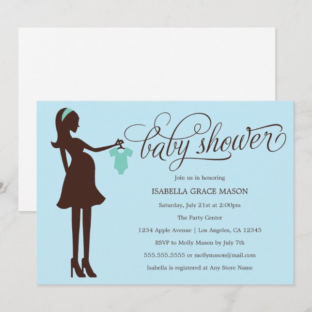 Mom to Be | Baby Blue Invitation (Front/Back)