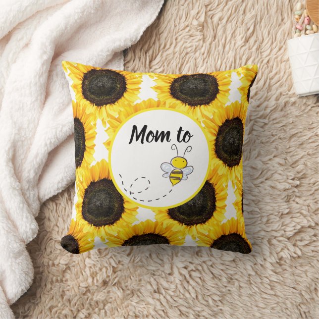  Mom to Be Baby Mother's Day Yellow Sunflower Throw Pillow (Blanket)