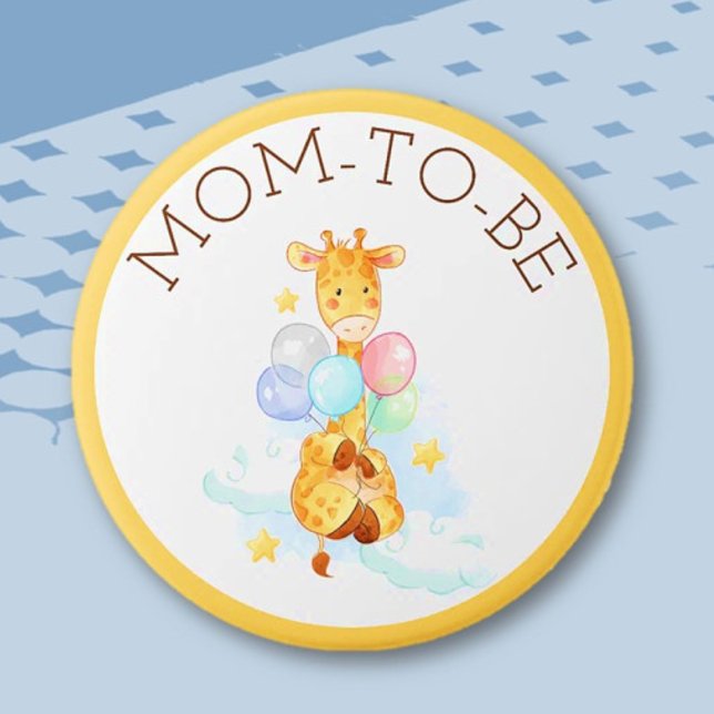 Mom To Be Baby Shower Giraffe Button (Creator Uploaded)