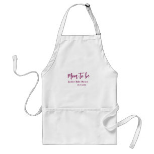 Mom to be baby shower name date pink simple minima adult apron