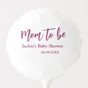 Mom to be baby shower name date pink simple minima balloon