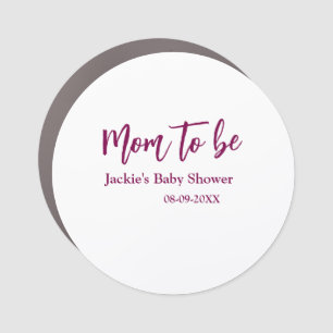 Mom to be baby shower name date pink simple minima car magnet