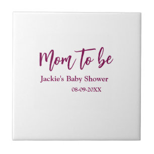 Mom to be baby shower name date pink simple minima ceramic tile