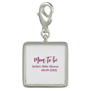 Mom to be baby shower name date pink simple minima charm