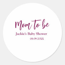 Mom to be baby shower name date pink simple minima