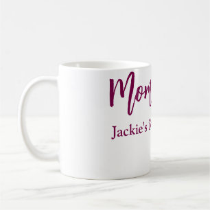 Mom to be baby shower name date pink simple minima coffee mug