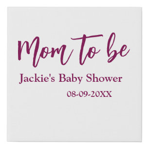 Mom to be baby shower name date pink simple minima faux canvas print