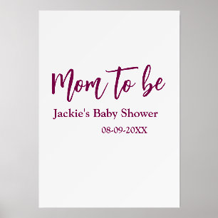 Mom to be baby shower name date pink simple minima holder