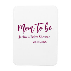 Mom to be baby shower name date pink simple minima magnet