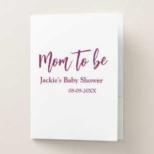 Mom to be baby shower name date pink simple minima pocket folder