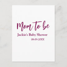 Mom to be baby shower name date pink simple minima