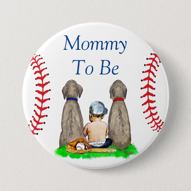 Mom to Be | Baseball Themed Boy's Baby Shower Button (Front)