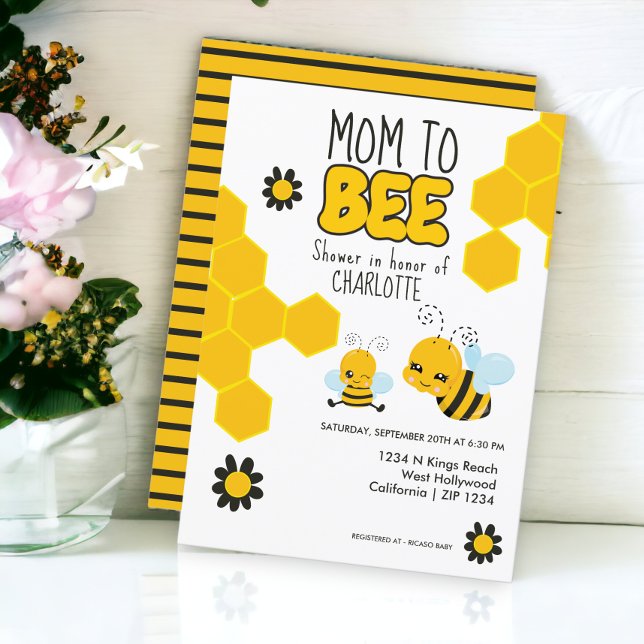 Mom to be Bee themed baby shower Invitation (Mom to be Bee themed baby shower Invitation from Ricaso)