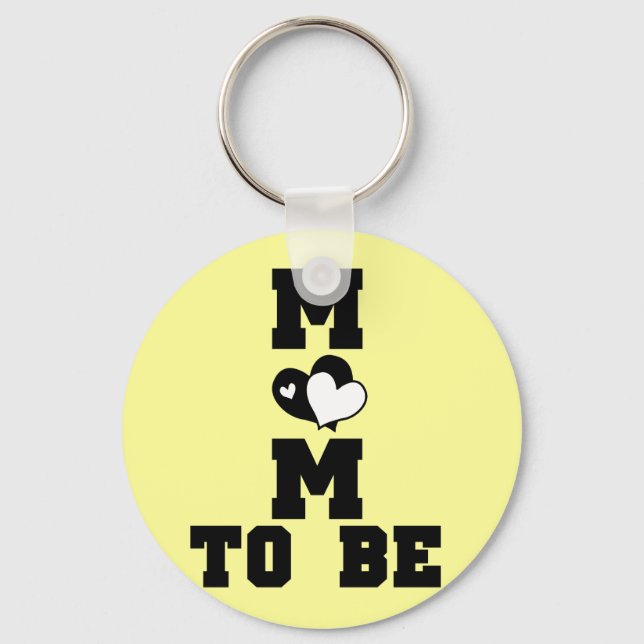 MOM to Be - Black Text Keychain (Front)