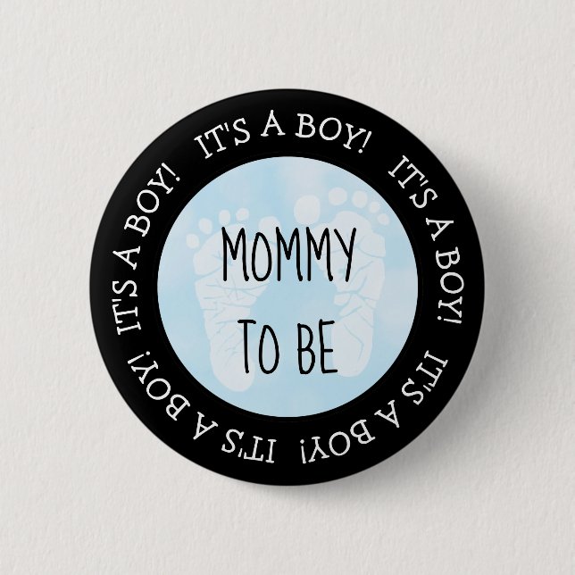 Mom to be Blue Baby Shower Button (Front)