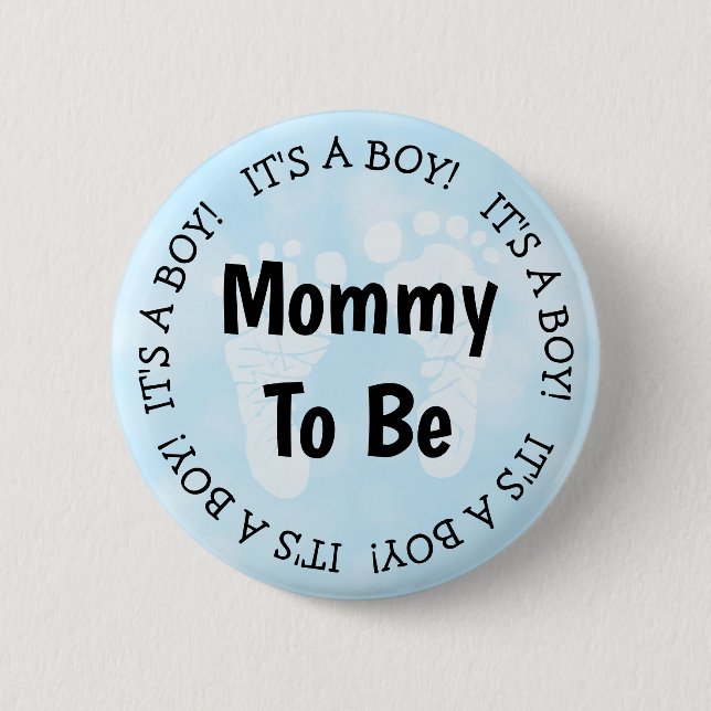 Mom to be Blue Baby Shower Button (Front)