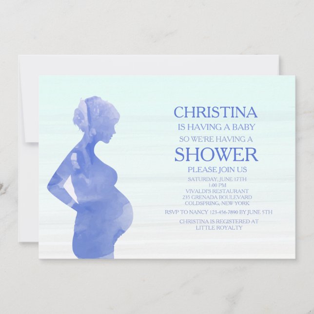 Mom To Be Blue Baby Shower Invitation (Front)
