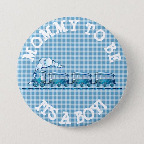 Mom to be Blue Train Baby Shower Button