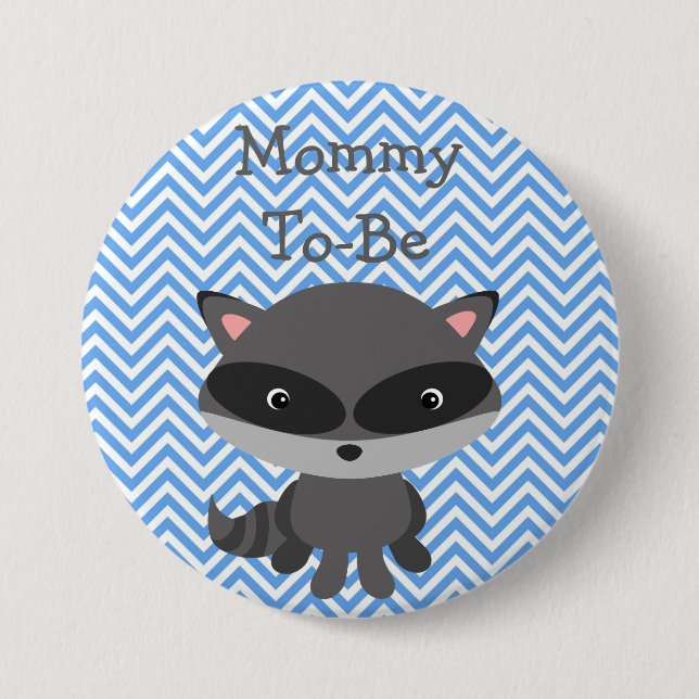 Mom To Be Button Raccoon Woodlands Theme (Front)