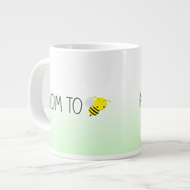 Mom to Be, Cute Bumblebee Green/Yellow Large Coffee Mug (Front Left)