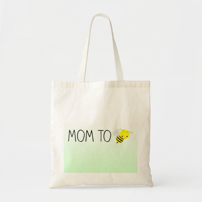 Mom to Be, Cute Bumblebee Green/Yellow Tote Bag (Front)