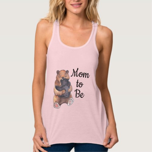 Mom to Be cute Woodland animal Hug Bear Tank Top