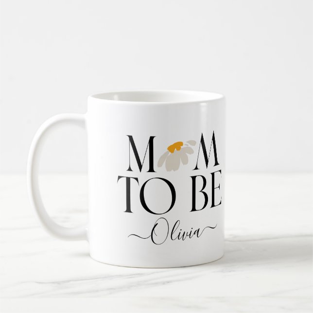 Mom to be daisy floral baby shower new baby gift coffee mug (Left)