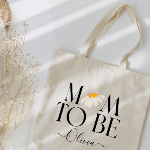 Mom to be daisy floral baby shower new baby gift tote bag